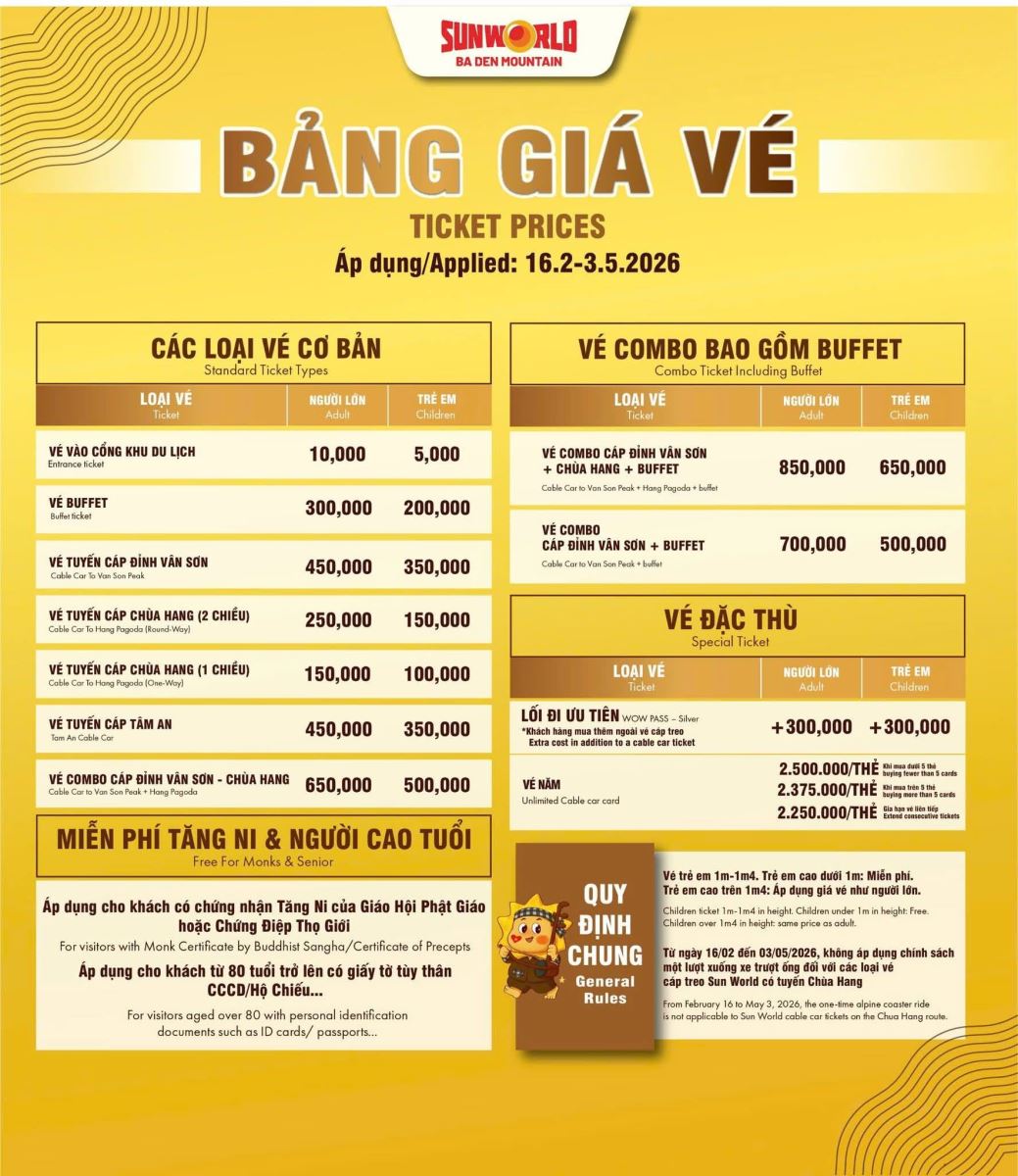 bang gia ve nui ba den